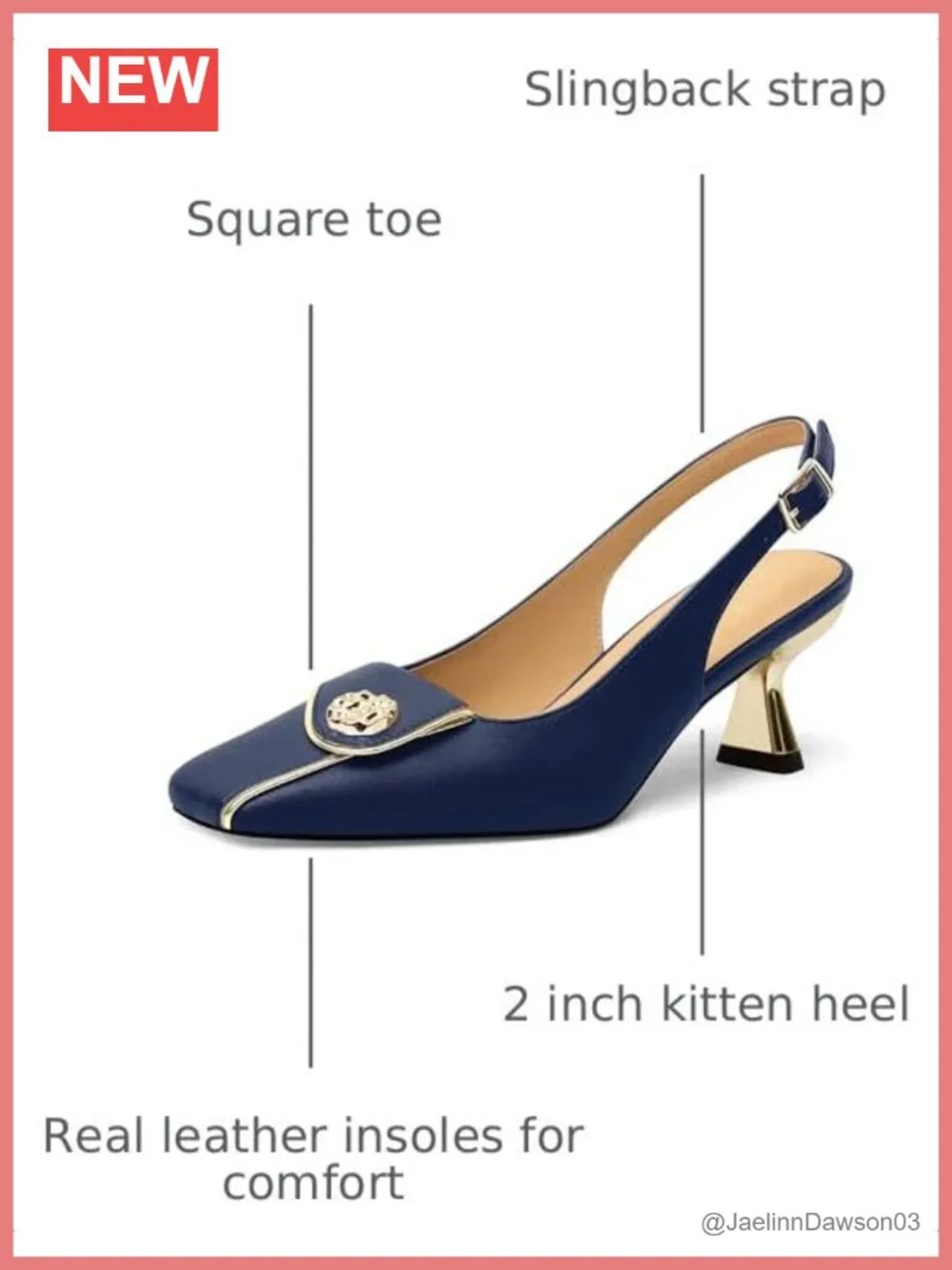 Women's Kitten Heels Slingback Square Toe Low Heel Pumps Closed Toe Matte Slip
